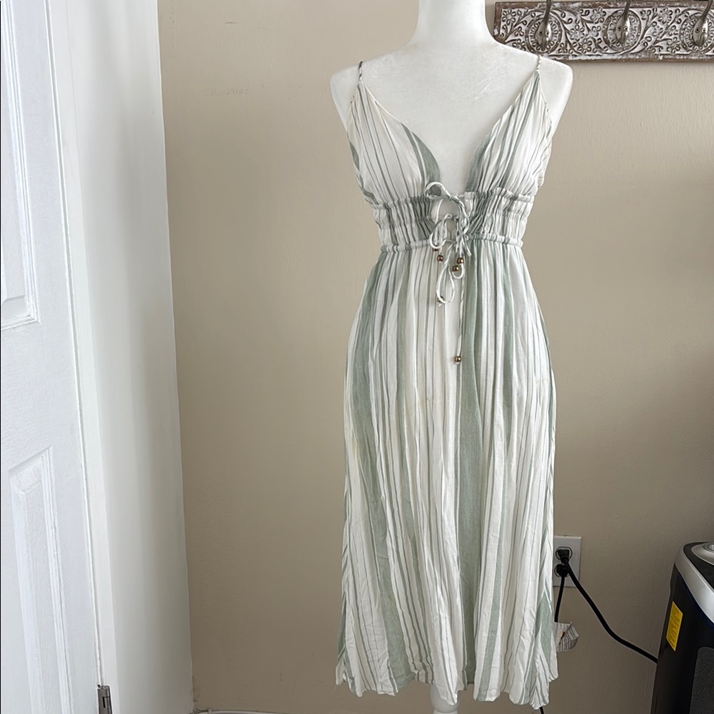 Elegant Striped Green Dress